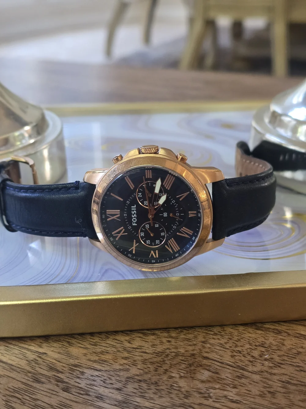 Fossil Men's Blue Leather Chronograph Watch - Navy
